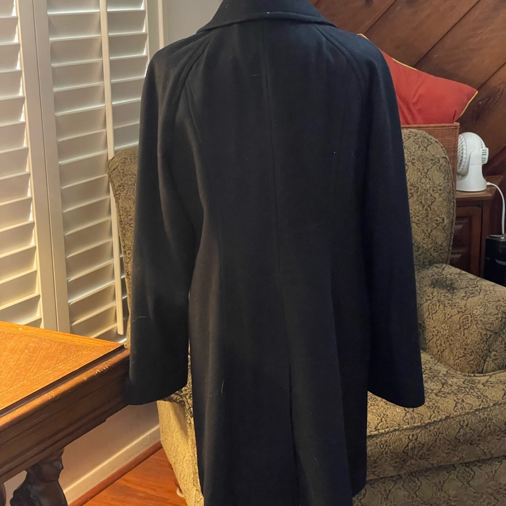 LONDON FOG Black Wool Collared Coat button down size medium slant front pockets - Picture 6 of 13